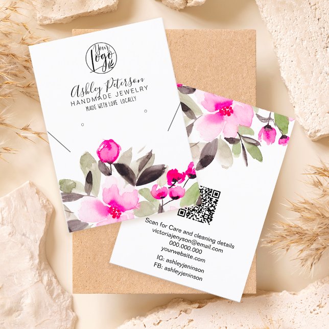 Tarjeta De Visita Logo floral rosa collar de joyas (Subido por el creador)