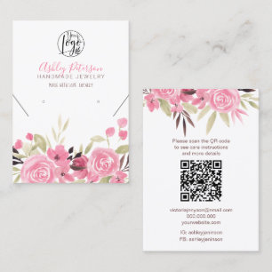 Tarjeta De Visita Logo floral rosa joyas collar de adrenalina código