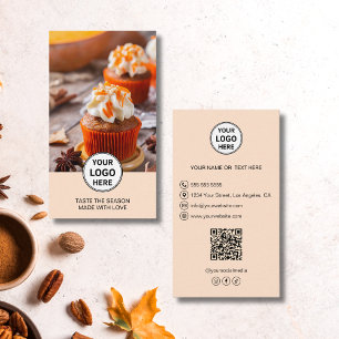 Tarjeta De Visita Logo fotográfico de Personalizado de panadería QR