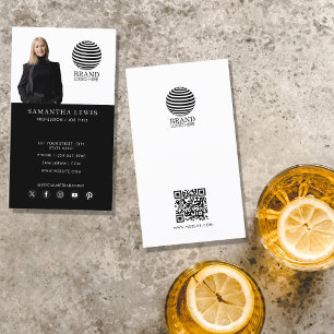 Tarjeta De Visita Logo fotográfico profesional Código QR Medios soci