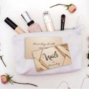 Tarjeta De Visita Logo geométrico moderno con guión de artista de uñ