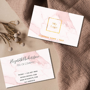 Tarjeta De Visita Logo gold pink marble minimalist elegant modern