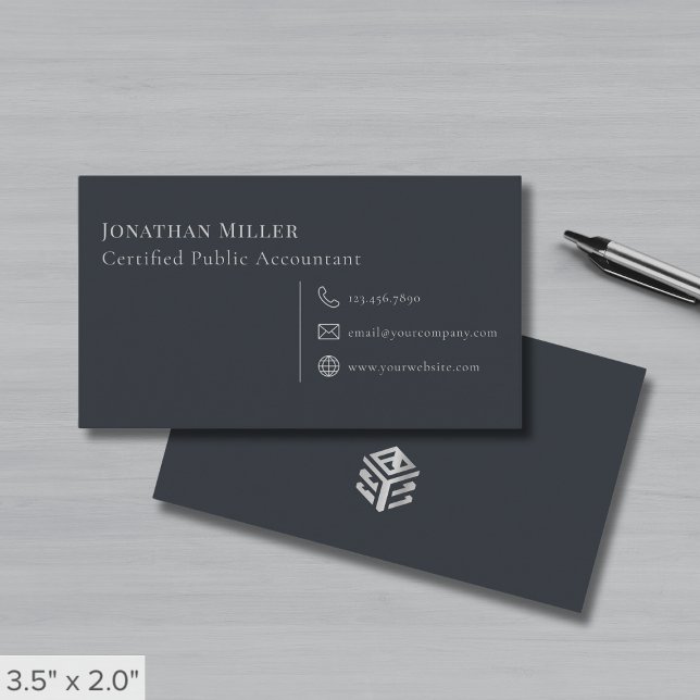Tarjeta De Visita Logo Gris moderno (Subido por el creador)