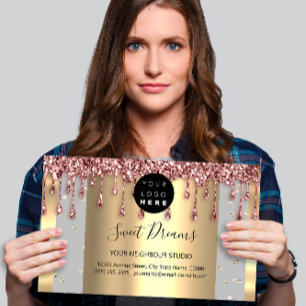 Tarjeta De Visita Logo Hair Makeup Nails Drimes SPA Código QR Gris