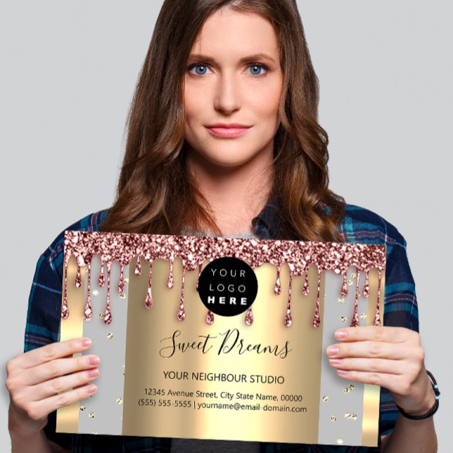 Tarjeta De Visita Logo Hair Makeup Nails Drimes SPA Código QR Gris (Logo Hair Makeup Nails Drips SPA QR Code Gray Business Card)