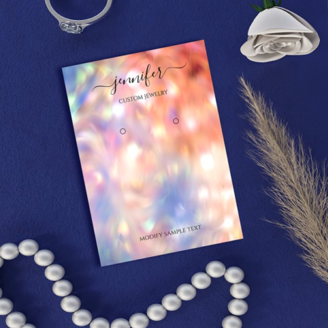 Tarjeta De Visita Logo Handmade Jewelry Card Holographic Rose (Subido por el creador)