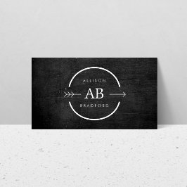 Tarjeta De Visita LOGO HIP & EDGY MONOGRAM con FLECHA en MADERA NEGR