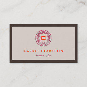 Tarjeta De Visita LOGO INICIAL DECORATIVO en TAN PALETTE