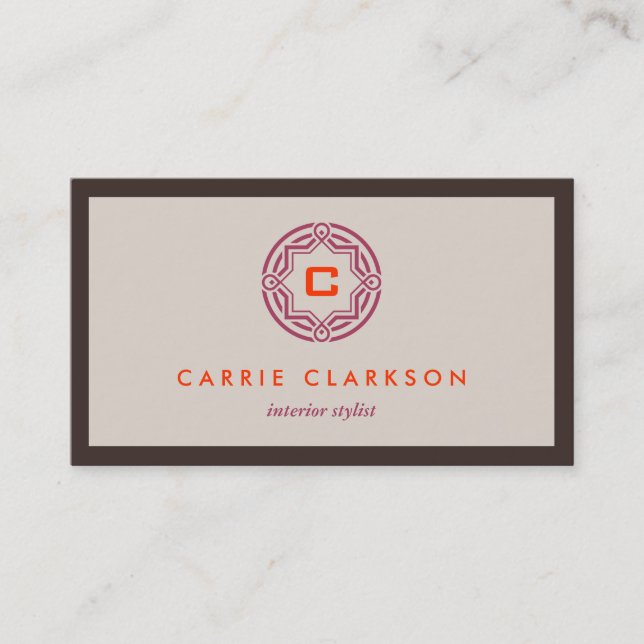 Tarjeta De Visita LOGO INICIAL DECORATIVO en TAN PALETTE (Anverso)