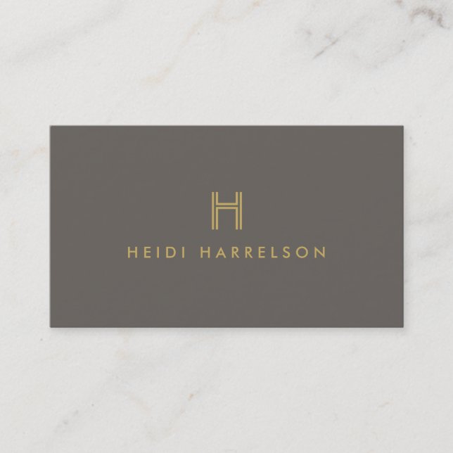 Tarjeta De Visita LOGO LUXE MODERNO GOLD y TAUPE INICIAL MONOGRAM (Anverso)