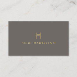 Tarjeta De Visita LOGO LUXE MODERNO GOLD y TAUPE INICIAL MONOGRAM