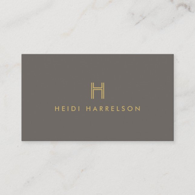 Tarjeta De Visita LOGO LUXE MODERNO GOLD y TAUPE INICIAL MONOGRAM (Anverso)