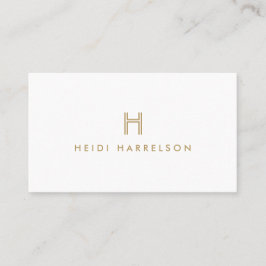 TARJETA DE VISITA LOGO LUXE MODERNO ORO Y BLANCO INICIAL MONOGRAM
