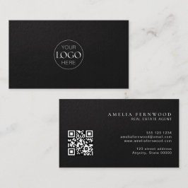 Tarjeta De Visita Logo | Luxury Leather Real Estate QR Code