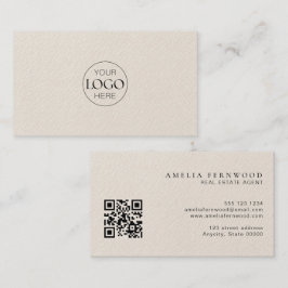 Tarjeta De Visita Logo | Luxury Leather Real Estate QR Code