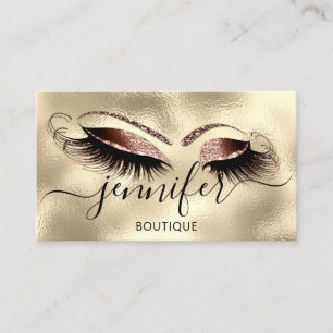 Tarjeta De Visita Logo Makeup Boutique Lash Studio Eyes Brows Gold