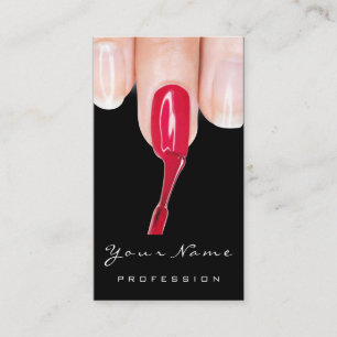 Tarjeta De Visita Logo maquillaje manicura uñas rojas Rosa negro