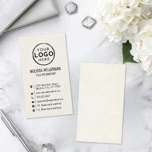 Tarjeta De Visita Logo Minimal Moderno Vertical Marfil