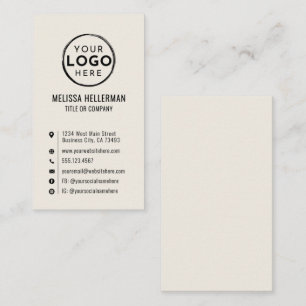 Tarjeta De Visita Logo Minimal Moderno Vertical Marfil