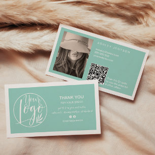 Tarjeta De Visita Logo minimalista azul Qr order gracias