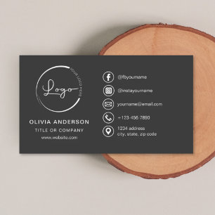 Tarjeta De Visita Logo Minimalista moderno con iconos en los medios 