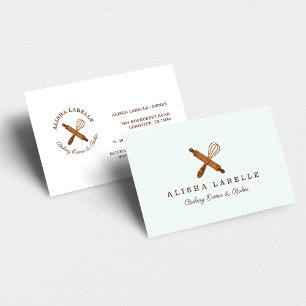 Tarjeta De Visita Logo Mínimo de Rolling Pin & Whisk Bakery