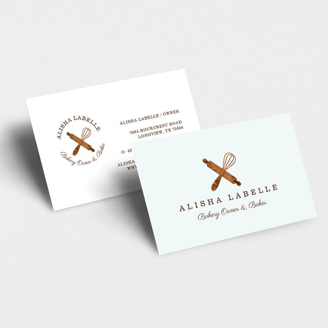 Tarjeta De Visita Logo Mínimo de Rolling Pin & Whisk Bakery (Subido por el creador)