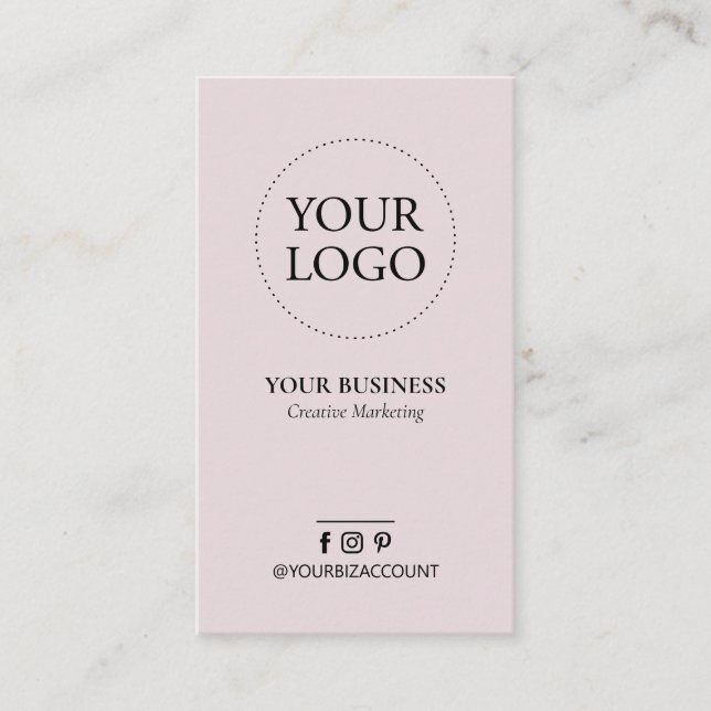 Tarjeta De Visita Logo Mínimo Rosa Polvoriento Medios Sociales Comer (Anverso)