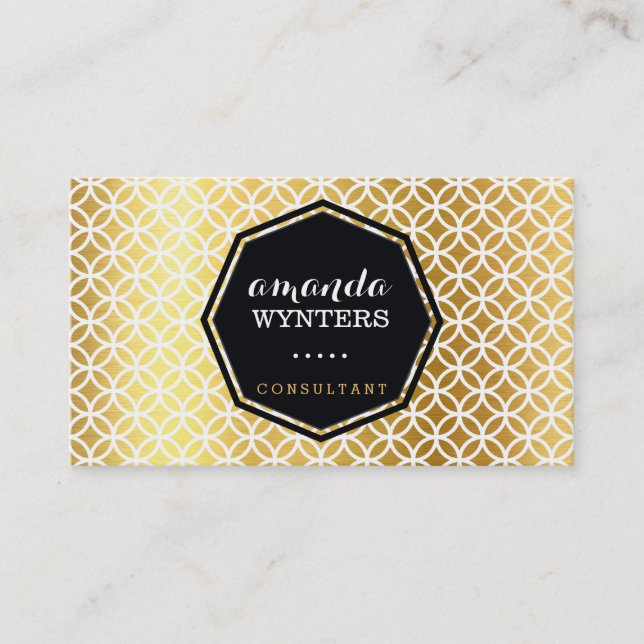 Tarjeta De Visita LOGO modelo geo-círculo moderno patrón oro Relieve (Anverso)
