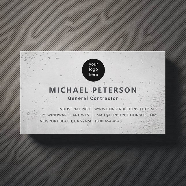 Tarjeta De Visita Logo moderno de Cemento para desarrolladores de Co (construction company builder remodeling logo business card concrete simple minimalist modern)
