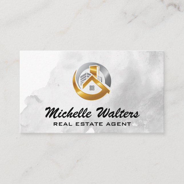Tarjeta De Visita Logo Moderno de Lux Real Estate (Anverso)