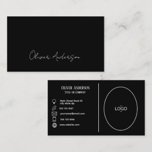 Tarjeta De Visita Logo moderno en blanco y negro