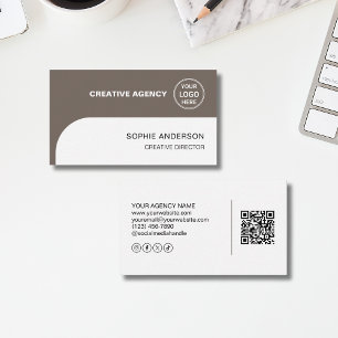 Tarjeta De Visita Logo moderno Foto Agencia creativa QR