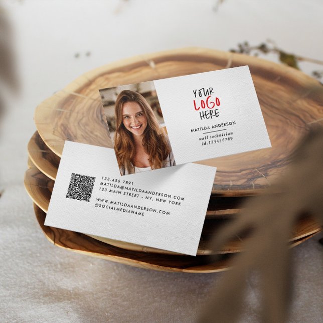 Tarjeta De Visita Logo moderno, mínimo reemplazable con fotos (Subido por el creador)