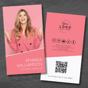 Tarjeta De Visita Logo Moderno Rosa Foto