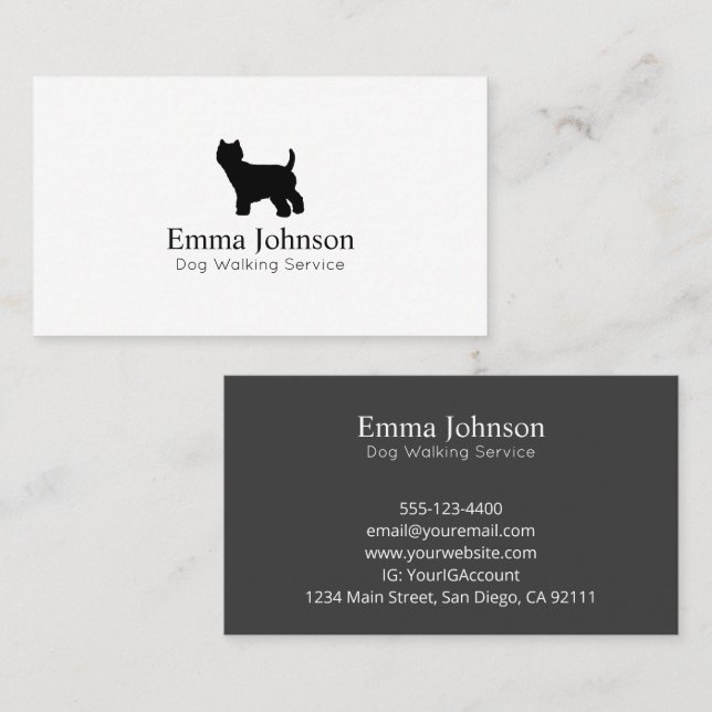 Tarjeta De Visita Logo moderno Westie Dog Walking Business Card (Anverso / Reverso)