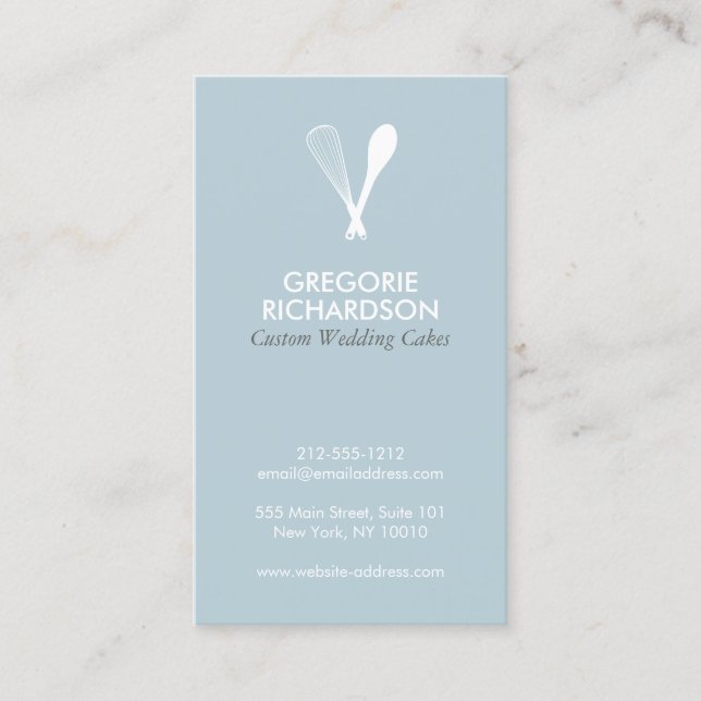 Tarjeta De Visita LOGO MODERNO WHISK & SPOON en BLUE Business Card (Anverso)