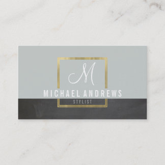 Tarjeta De Visita LOGO MONOGRAM caja de oro inteligente moderna carb
