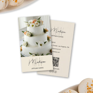 Tarjeta De Visita Logo Monograma Panadería Pastel Beige