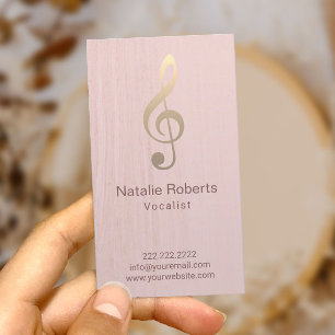 Tarjeta De Visita Logo musical de Clef vocalista cantante Rubor Pink