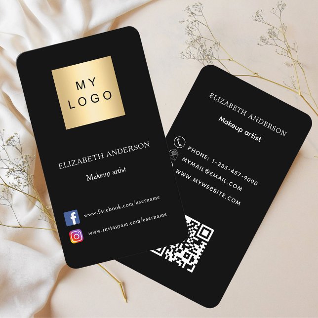 Tarjeta De Visita Logo negro Código Qr medios sociales (Subido por el creador)