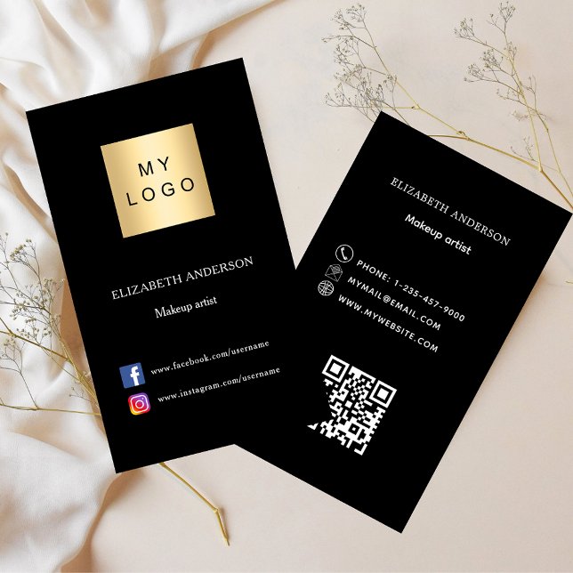 Tarjeta De Visita Logo negro Código Qr medios sociales (Subido por el creador)