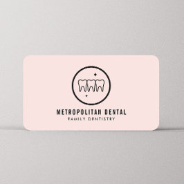 Tarjeta De Visita Logo negro de dientes modernos sobre rosa