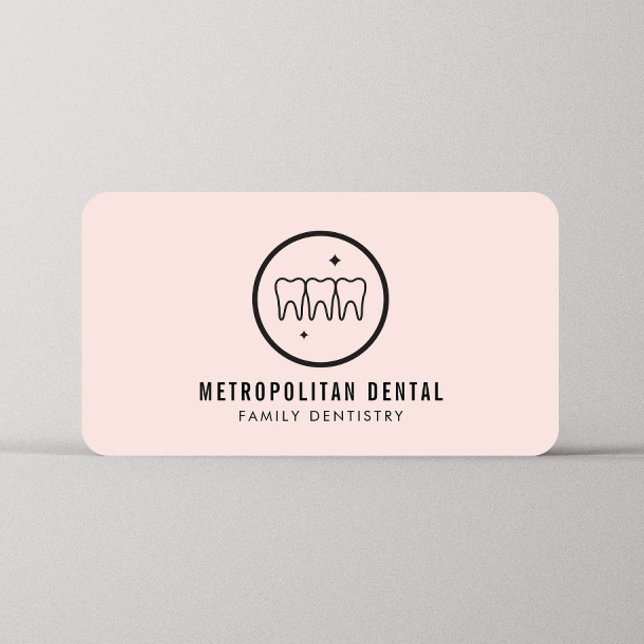 Tarjeta De Visita Logo negro de dientes modernos sobre rosa (Subido por el creador)