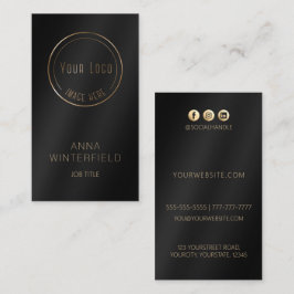 Tarjeta De Visita Logo negro de oro elegante medio social moderno
