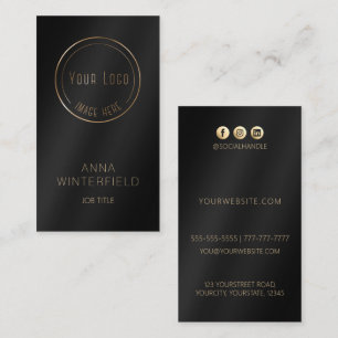 Tarjeta De Visita Logo negro de oro elegante medio social moderno