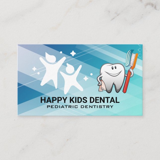 Tarjeta De Visita Logo para niños | Personalizado de dientes y cepil (Anverso)