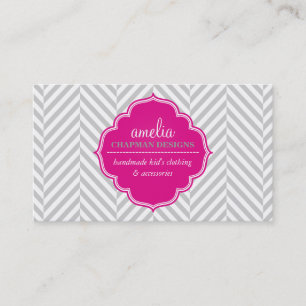 Tarjeta De Visita LOGO patrón herringbone moderno distintivo rosa gr