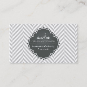 Tarjeta De Visita LOGO patrón herringbone moderno placa gris plata