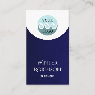 Tarjeta De Visita Logo personalizado moderno minimalista azul oscuro